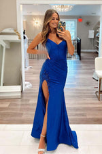 Load image into Gallery viewer, Royal Blue Prom Dress with Lace Up Back
