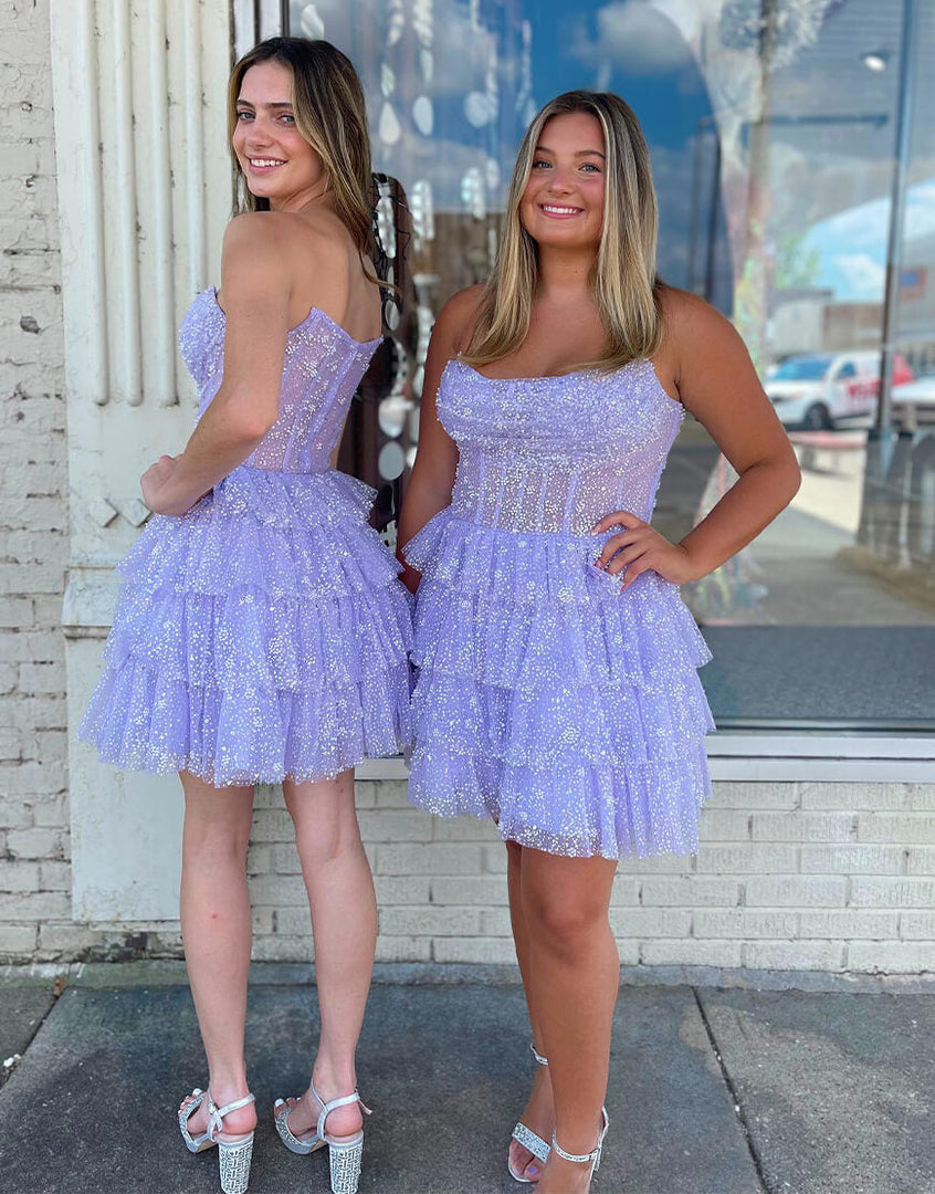 Strapless Cute Sparkly Homecoming Dress