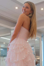 Load image into Gallery viewer, Strapless Tulle Ruffle Homecoming Dress
