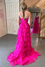Load image into Gallery viewer, Pink Ruffled Cute Tiered Prom Dress
