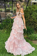 Load image into Gallery viewer, Sheer Corset Bodice Ruffle Prom Dress
