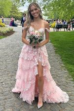 Load image into Gallery viewer, Sheer Corset Bodice Ruffle Prom Dress

