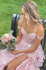 Load image into Gallery viewer, Sheer Corset Bodice Ruffle Prom Dress
