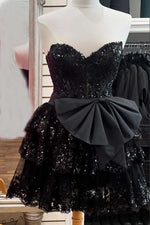 Load image into Gallery viewer, Strapless Corset Bodice Homecoming Dress with Bow
