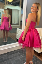 Load image into Gallery viewer, Sweetheart Corset Homecoming Dress with Feather
