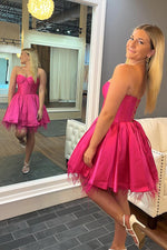 Load image into Gallery viewer, Sweetheart Corset Homecoming Dress with Feather
