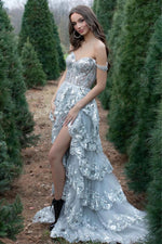 Load image into Gallery viewer, Straps Ruffled Prom Dress with Slit
