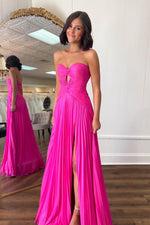 Load image into Gallery viewer, Sweetheart Pleated High Slit Prom Dress
