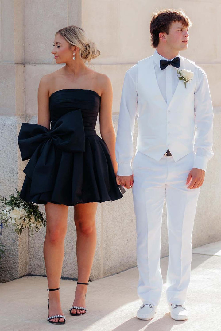 A-Line Strapless Homecoming Dress with Bow