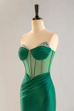 Load image into Gallery viewer, Strapless Sheer Corset Bodice Homecoming Dress with Beading

