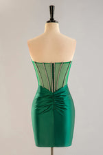 Load image into Gallery viewer, Strapless Sheer Corset Bodice Homecoming Dress with Beading
