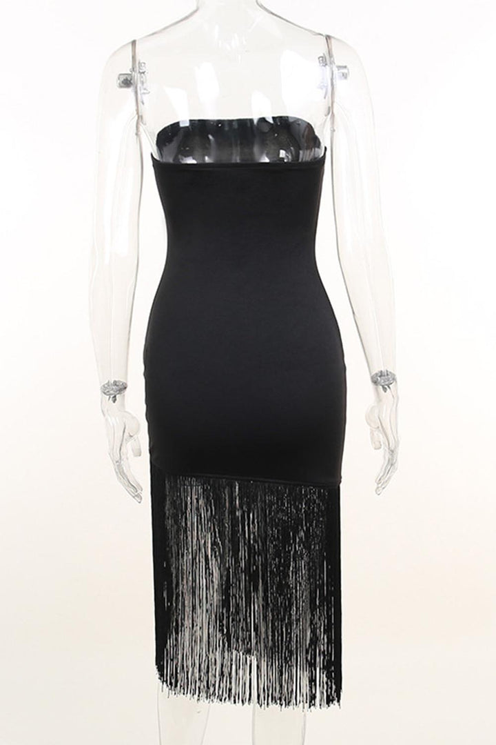 Strapless Graduation Dress with Tassel