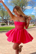 Load image into Gallery viewer, Strapless Sheer Corset Bodice Homecoming Dress

