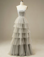 Load image into Gallery viewer, Light Grey Tiered Tulle Princess Prom Dress