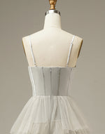 Load image into Gallery viewer, Light Grey Tiered Tulle Princess Prom Dress