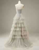 Load image into Gallery viewer, Light Grey Tiered Tulle Princess Prom Dress
