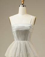 Load image into Gallery viewer, Light Grey Tiered Tulle Princess Prom Dress